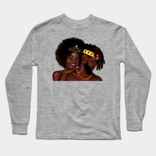 African Man and Woman in Love, Afro King and Queen Long Sleeve T-Shirt